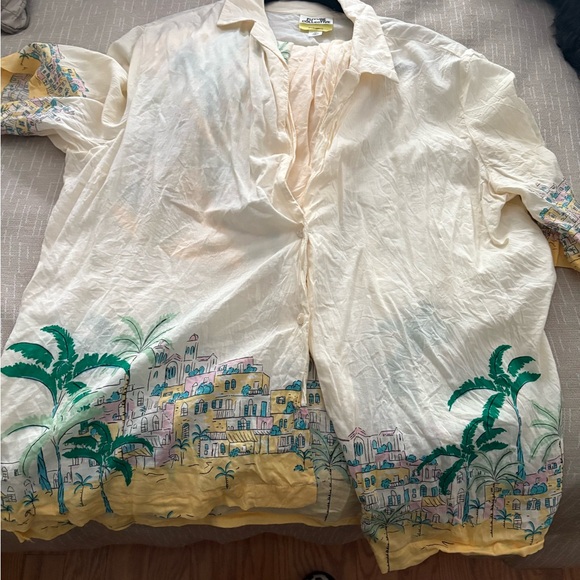 Future Collective Tropical Print Cream Short Set - Picture 1 of 3